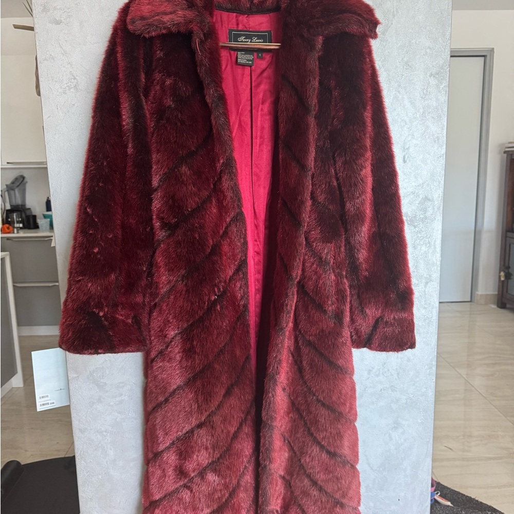 Burgundy Faux Fur Teddy Jacket